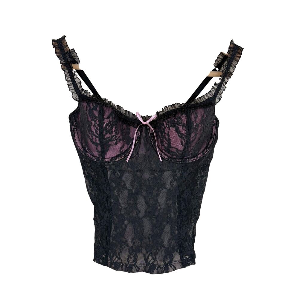 Vintage Y2K Victoria's Secret Lace Bustier Corset Top Womens Sz M Sydney Carlson